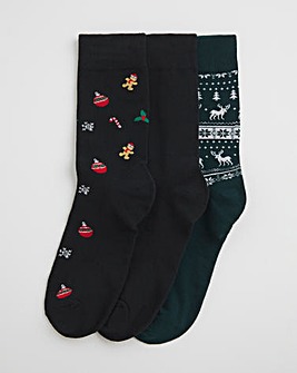Jack & Jones Christmas Socks 3 Pack With Gift Box - Multi