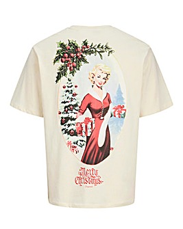 Jack & Jones Christmas Back Graphic T-Shirt - Cream