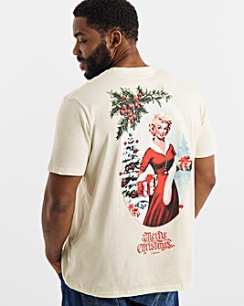 Jack & Jones Christmas Back Graphic T-Shirt - Cream