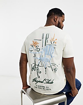 Jack& Jones Bedford Back Graphic T-Shirt - Cream