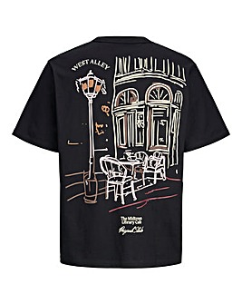 Jack& Jones Bedford Back Graphic T-Shirt - Black