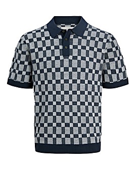 Jack & Jones Premium Alvin Pattern Knitted Polo - Navy