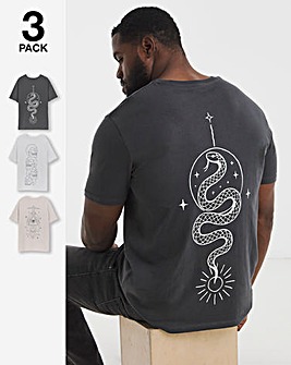 Jack & Jones Kevin Back Graphic T-Shirt 3 Pack - Multi