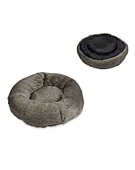Petface Luxury Faux Fur Donut Bed