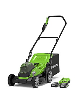 Greenworks 48V Cordless 36cm Lawnmower with 2 x 24v 2ah Batteries & Charger
