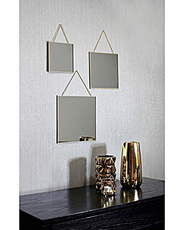 Set of 3 Gold Square Mirrors