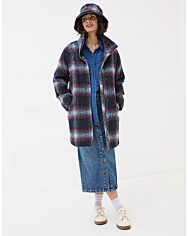 FatFace Freya Wool Blend Check Coat