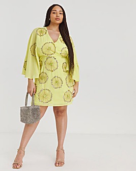 Maya Curve Embellished Wrap Mini Dress