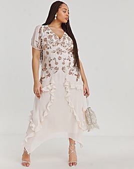 Maya Curve Embellished Twist Front Maxi Dress