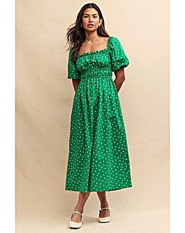 Nobody's Child Green Polka Dot Midi Dress