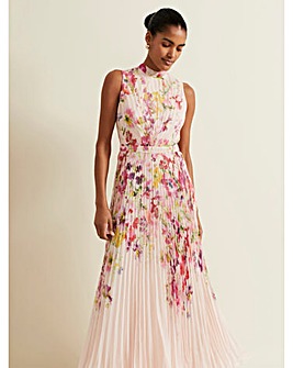 Phase Eight Dahlia Print Pleated Midaxi Dress