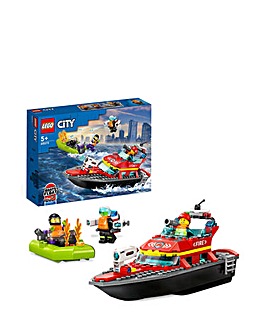 LEGO City Fire Rescue Boat Toy, Floats on Water Set 60373