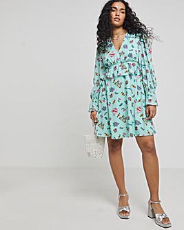 Twisted Wunder Mint Green Chriffon Frill Detail Mini Dress