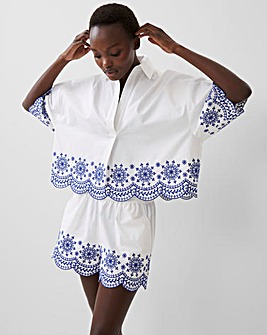 French Connection Cotton Embroidered Popover Shirt