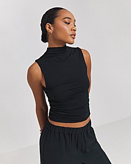 TALA 365 Ruched Side Mock Neck Top