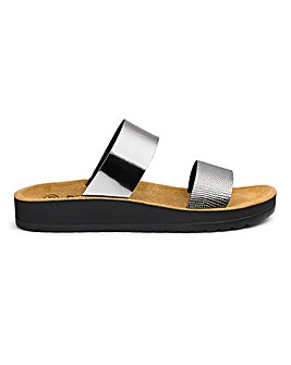Scholl Cinthia Double Strap Slider Sandals Wide E Fit