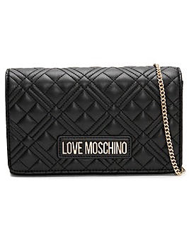 Love Moschino Diamond Quilt Flapover Black Cross-Body Bag