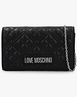 Love Moschino Diamond Quilt Flapover Black Cross-Body Bag