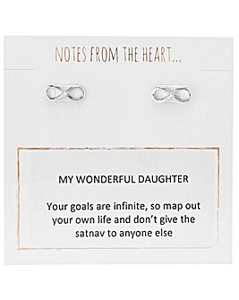Notes From the Heart My Wonderful Daugher Infinity Earrings