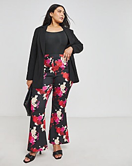 Made in GB Floral Print Scuba Crepe Flare