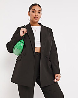 Black Double Breasted Relaxed Tailored Blazer