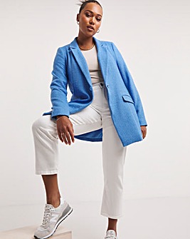 Blue Edge To Edge Double Button Boucle Blazer