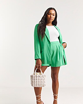 Green Tailored Linen Look Shorts