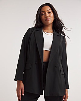 Black Relaxed Double Breasted Blazer