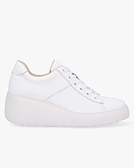 Fly London Delf II White Leather Wedge Trainers