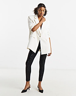 Black Stretch Sequin Pull On Skinny Trousers