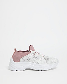 Marsala Sporty Mesh Lace Up Trainers Wide Fit