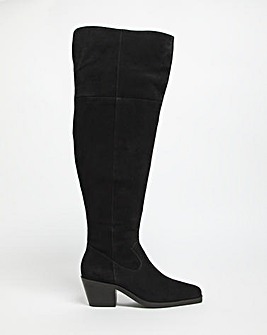 Mary Suede Western Over The Knee Boots Ex Wide Fit Standard Calf