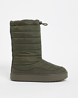 Medina Quilted Nylon Snow Boots Wide Fit