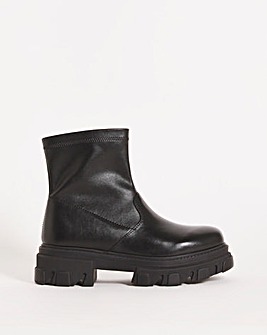 Stretch Cleated Ankle Boots Ex Wide