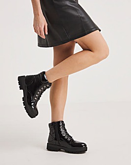 Mada Lace Up Hiker Ankle Boots Wide Fit