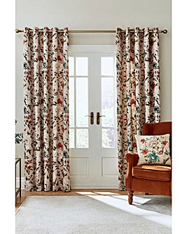 Catherine Lansfield Pippa Floral Birds Thermal Eyelet Curtain