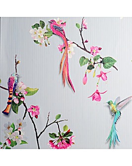 Birds of Paradise Grey/Pink Wallpaper