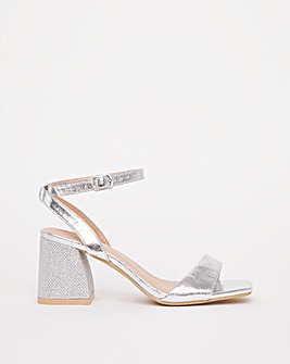 Rimini Metallic Barely There Block Heeled Sandals Wide Fit