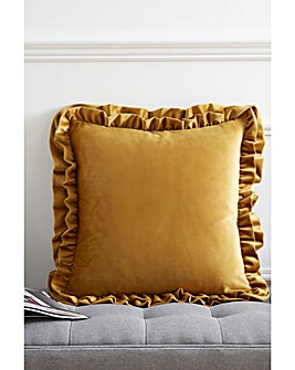 Catherine Lansfield Double Frill Filled Velvet Cushion