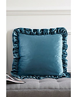Catherine Lansfield Double Frill Filled Velvet Cushion