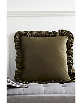 Catherine Lansfield Double Frill Filled Velvet Cushion