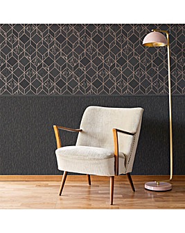 Superfresco Vittorio Charcoal/Rose Gold Textured Plain Wallpaper