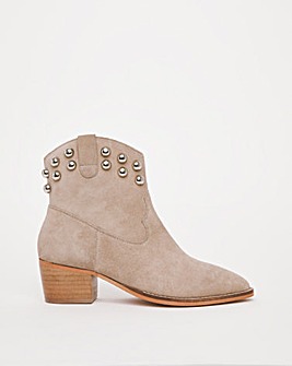 Studded Western Ankle Boots Wide
