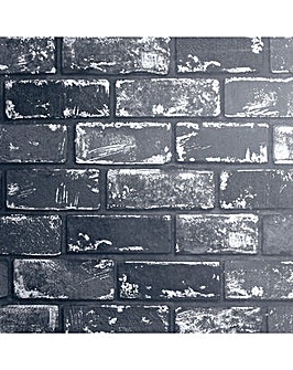 Arthouse Metallic Brick Black/Silver Wallpaper