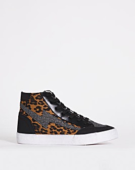 Material Mix Mid Top Trainers Wide