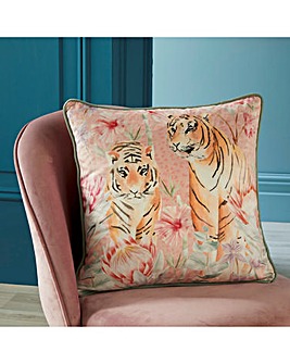 Tropical leopard Printed Velvet Cushion 43x43cm
