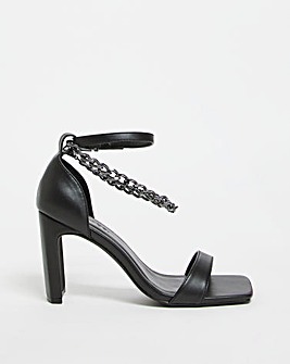 Vittoria Removable Ankle Chain Strap Heeled Sandals Wide Fit