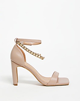 Vittoria Ankle Chain Strap Heeled Sandals Ex Wide Fit