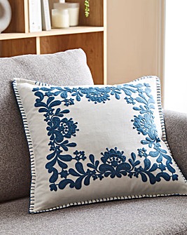 Mia Embroidered Border Floral Cushion