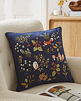 Forest Friends Embroidered Cushion